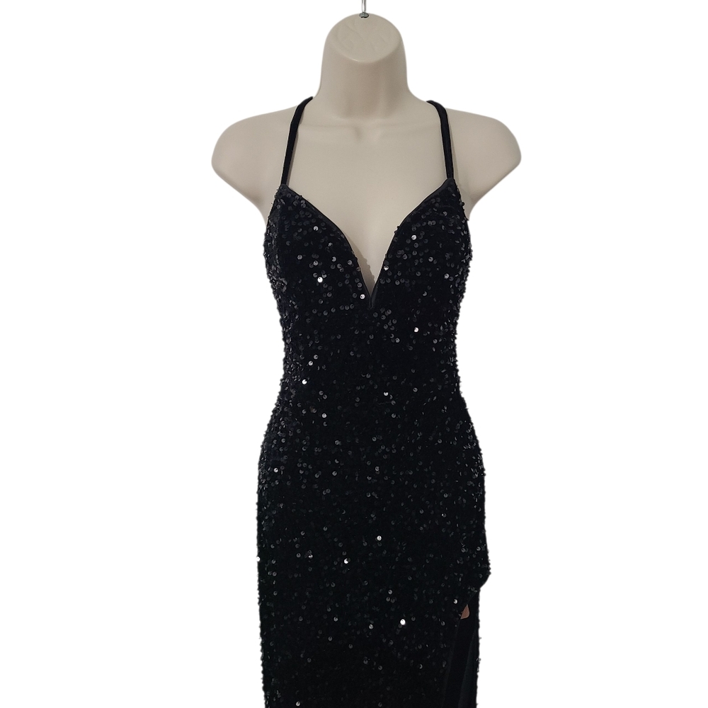 Black Sequin Strappy Maxi Dress NWT